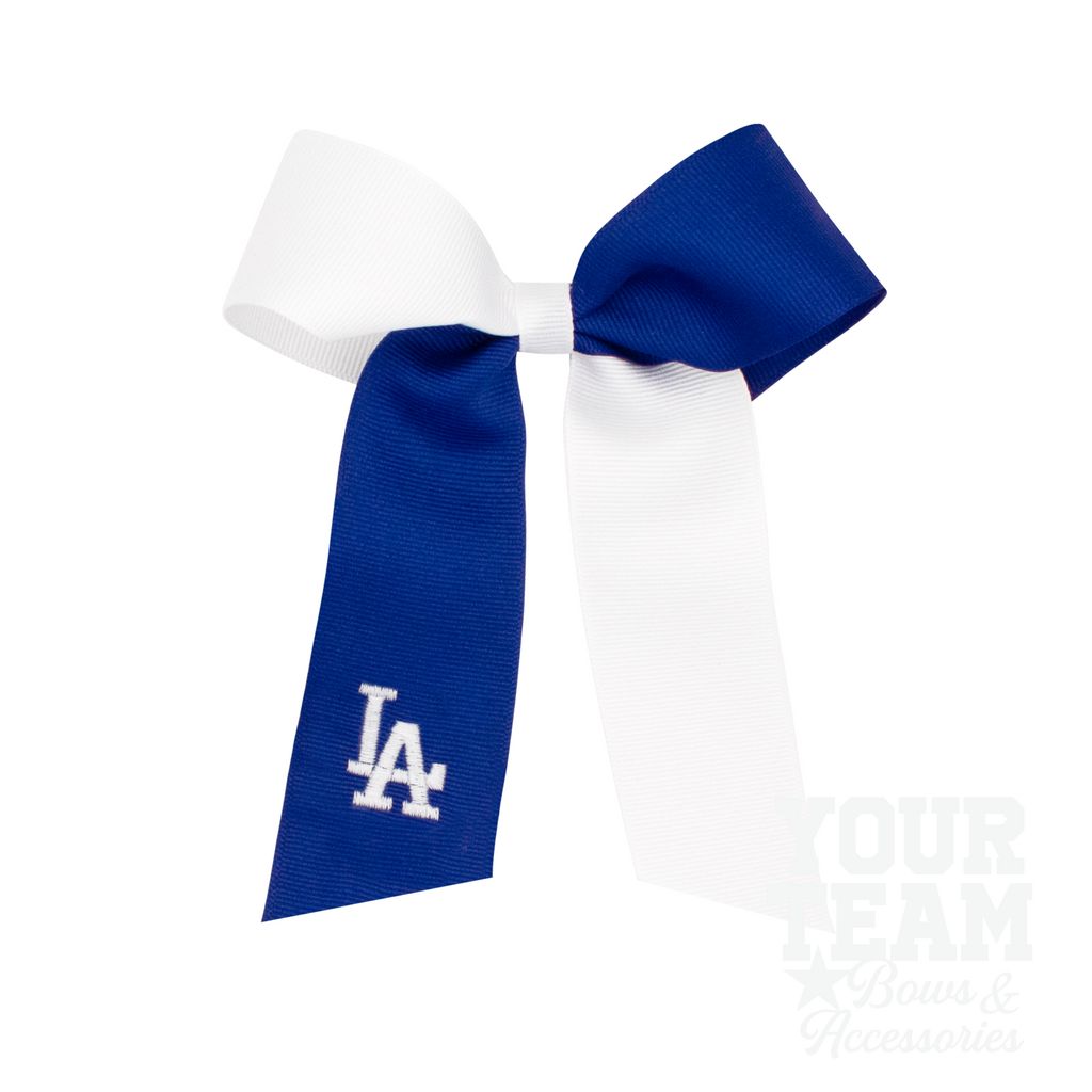 Medium Los Angeles Dodgers Two-Tone Embroidered Cheer Bow - LOS ANGELES DODGERS