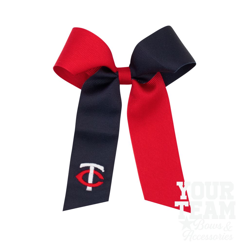 Medium Minnesota Twins Two-Tone Embroidered Cheer Bow - MINNESOTA TWINS