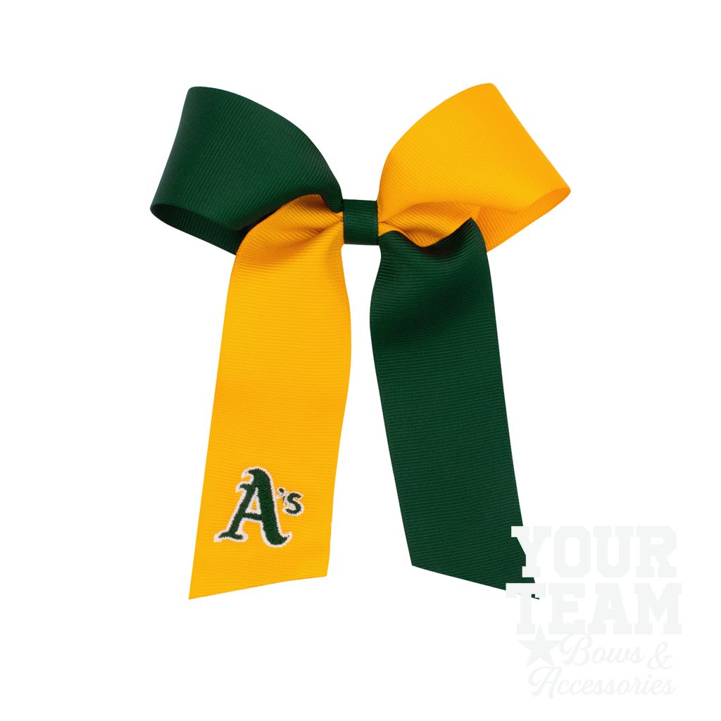 Medium Oakland Athletics Two-Tone Embroidered Cheer Bow - OAKLAND ATHLETICS