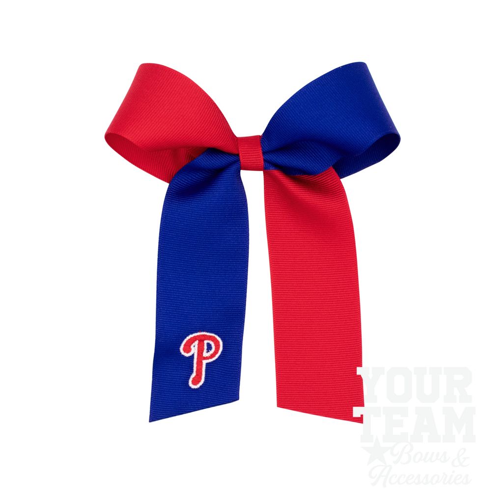 Medium Philadelphia Phillies Two-Tone Embroidered Cheer Bow - PHILADELPHIA PHILLIES