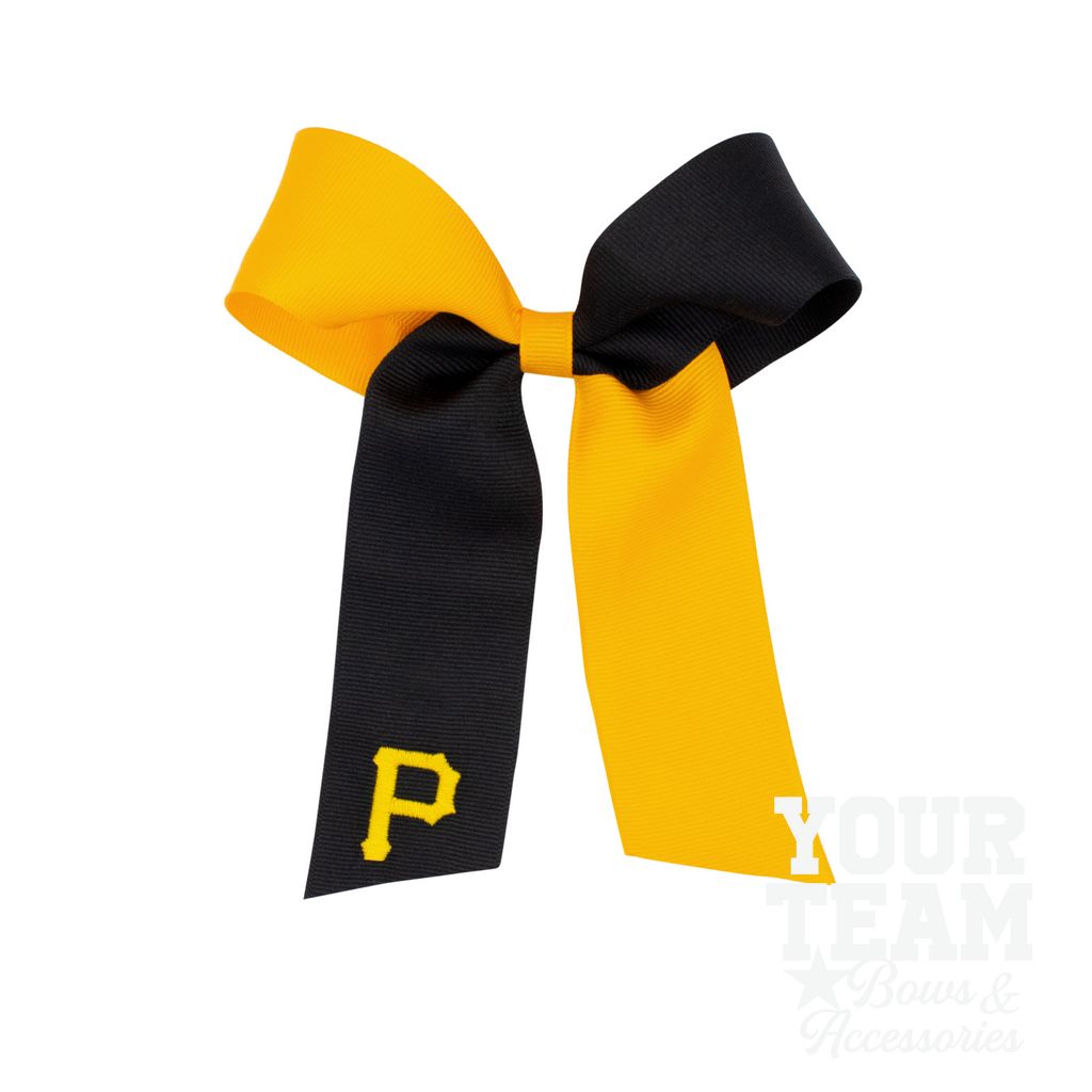Medium Pittsburgh Pirates Two-Tone Embroidered Cheer Bow - PITTSBURGH PIRATES