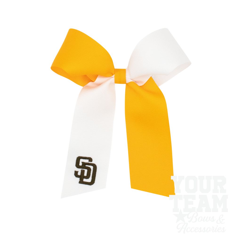 Medium San Diego Padres Two-Tone Embroidered Cheer Bow - SAN DIEGO PADRES