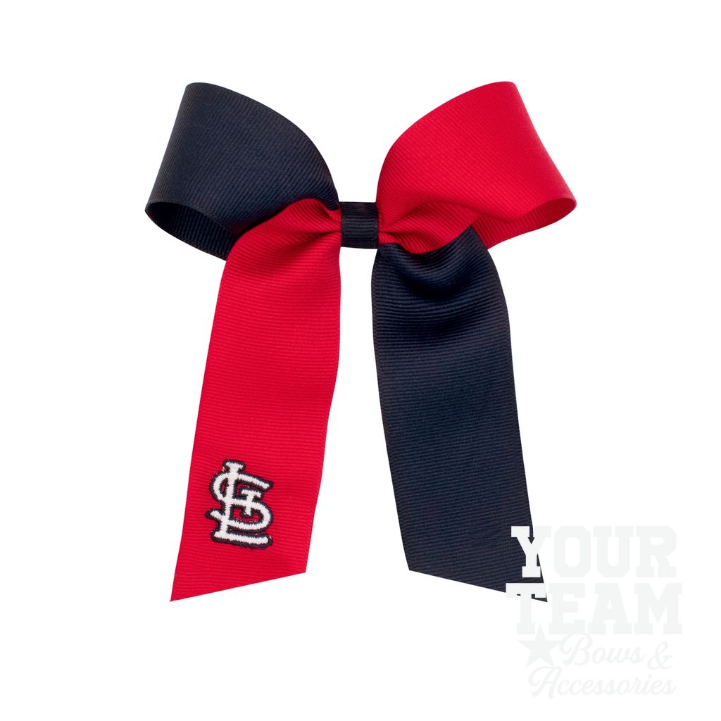 Medium St. Louis Cardinals Two-Tone Embroidered Cheer Bow - ST. LOUIS CARDINALS