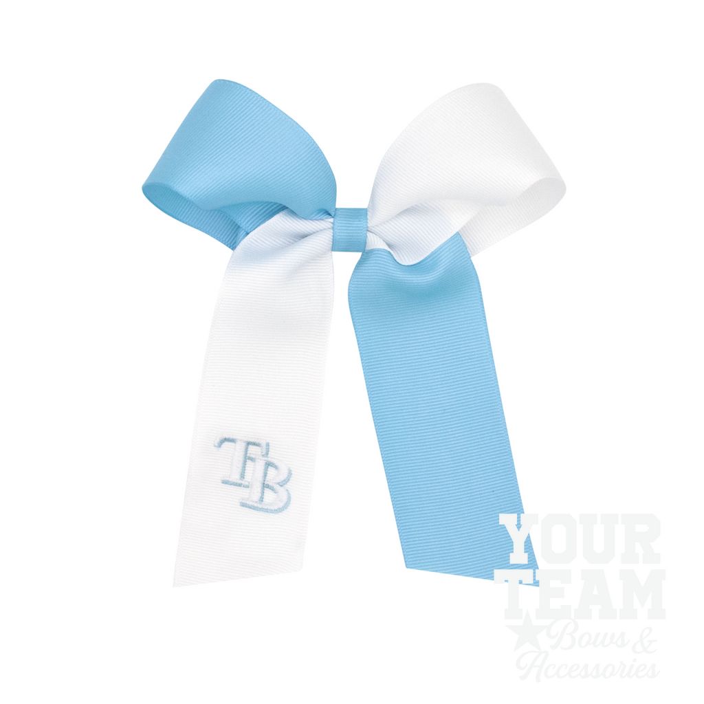 Medium Tampa Bay Rays Two-Tone Embroidered Cheer Bow - TAMPA BAY RAYS