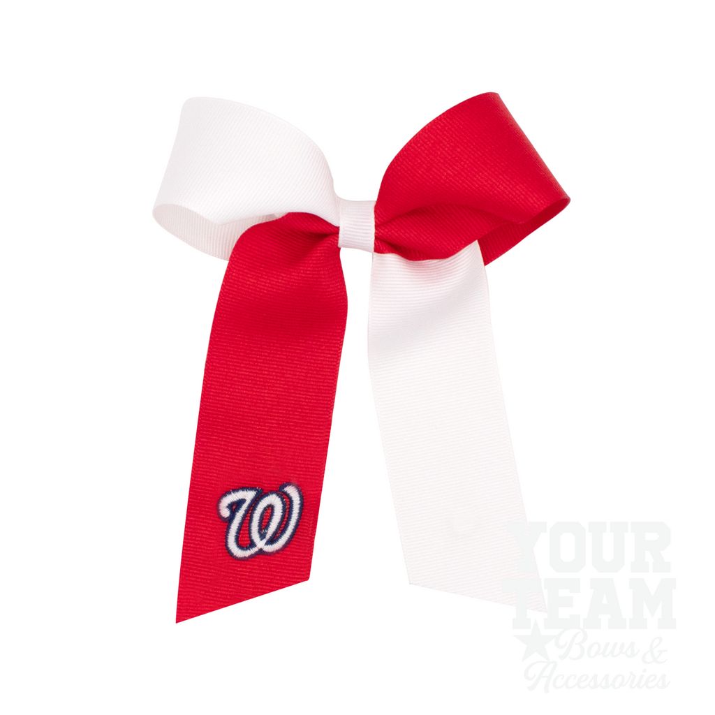 Medium Washington Nationals Two-Tone Embroidered Cheer Bow - WASHINGTON NATIONALS