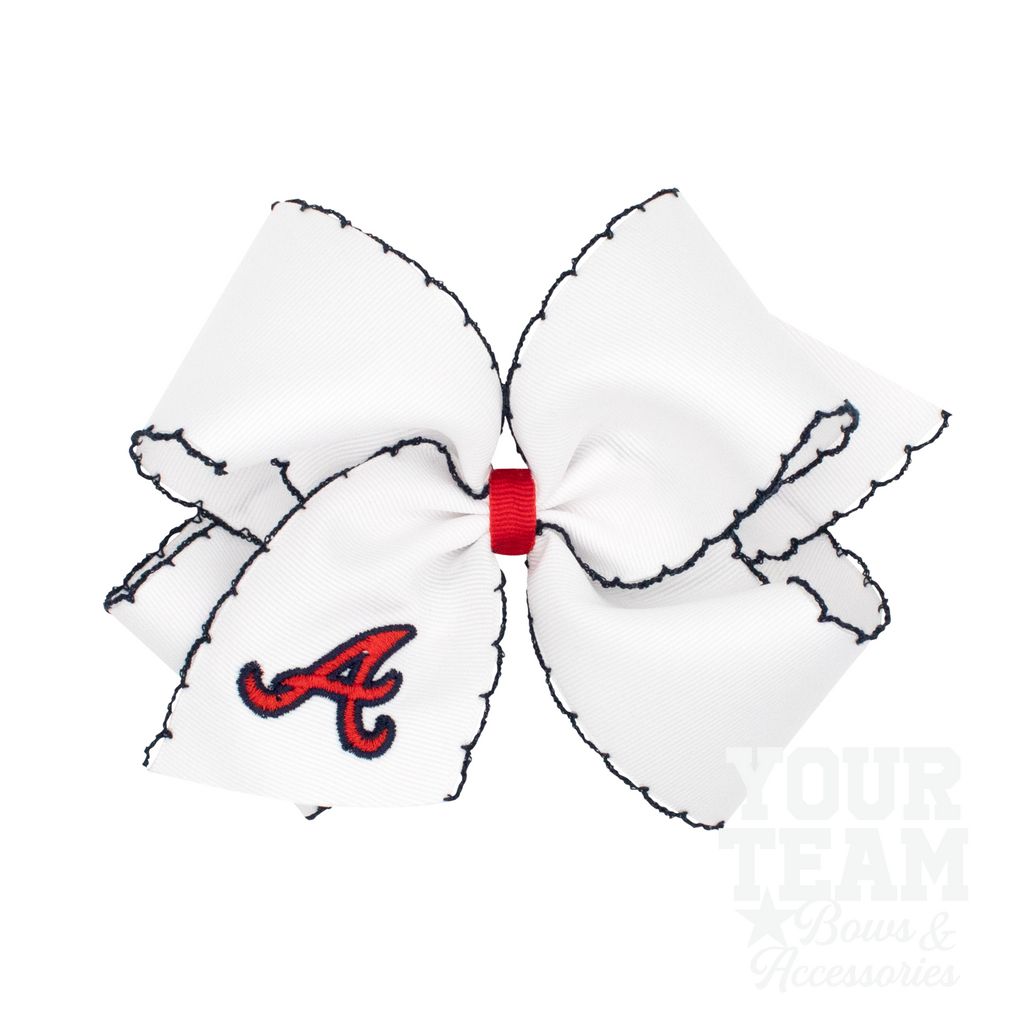 King Atlanta Braves Embroidered Moonstitch Hair Bow - ATLANTA BRAVES