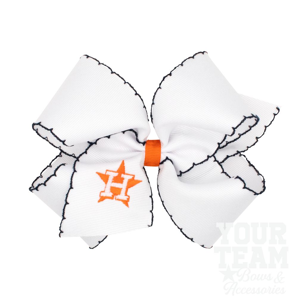 King Houston Astros Embroidered Moonstitch Hair Bow - HOUSTON ASTROS