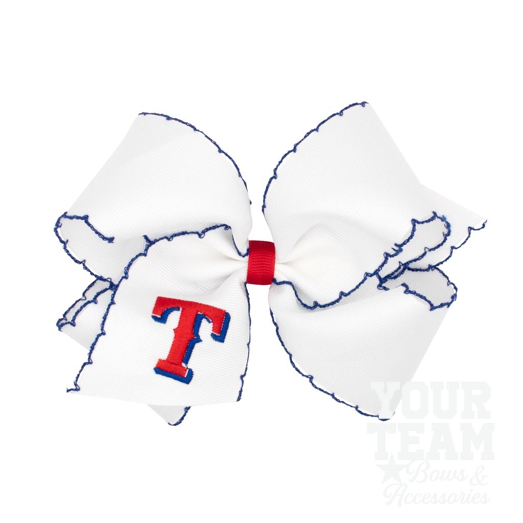 King Texas Rangers Embroidered Moonstitch Hair Bow - TEXAS RANGERS