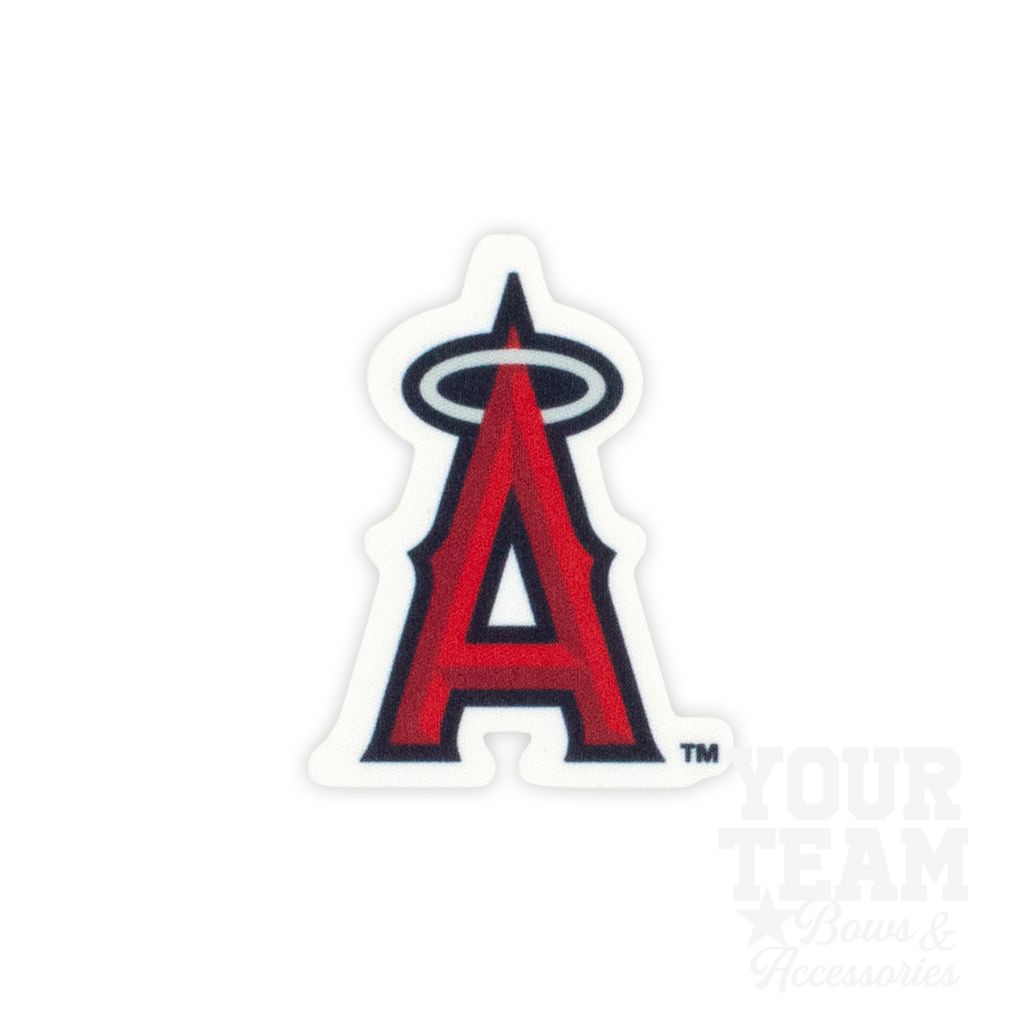 Medium Los Angeles Angels Baseball Stitch Print Hair Bow with Badge