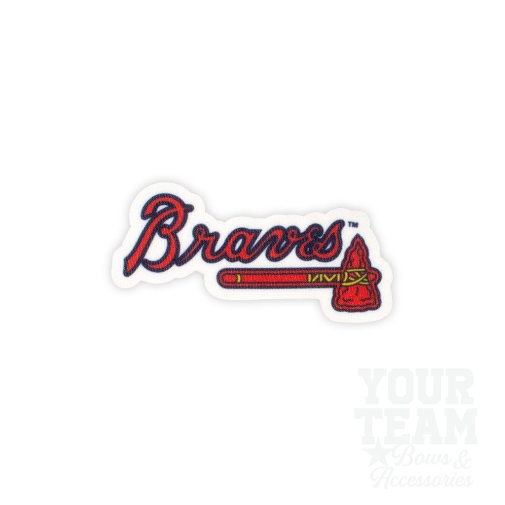 King Atlanta Braves Baseball Stitch Print Hair Bow with Badge