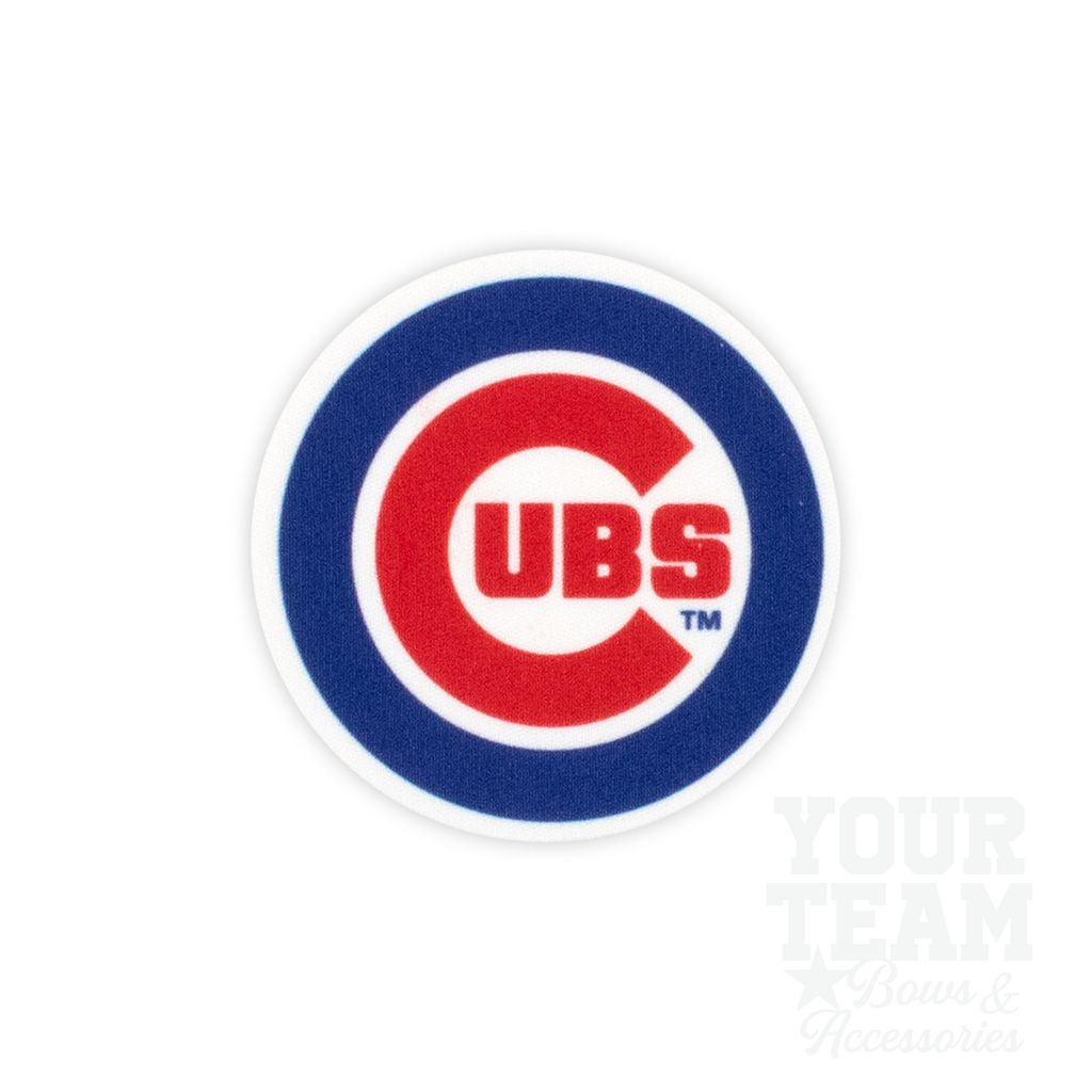 Medium Chicago Cubs Baseball Stitch Print Hair Bow with Badge