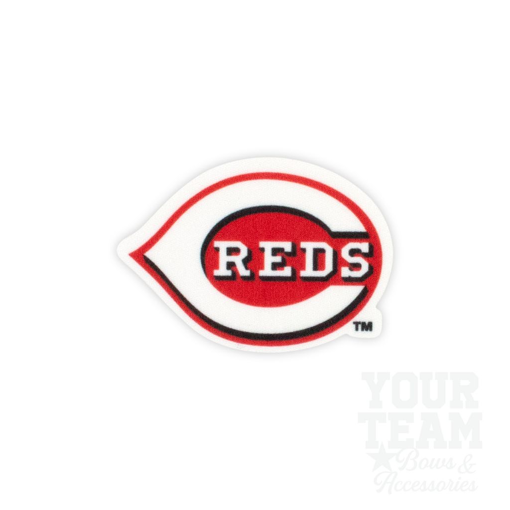 Medium Cincinnati Reds Baseball Stitch Print Hair Bow with Badge