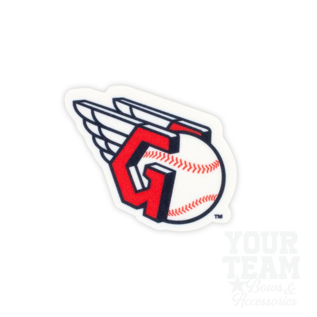 Medium Cleveland Guardians Baseball Stitch Print Hair Bow with Badge