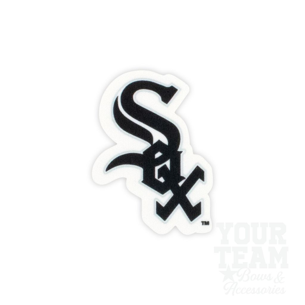 Medium Chicago White Sox Baseball Stitch Print Hair Bow with Badge