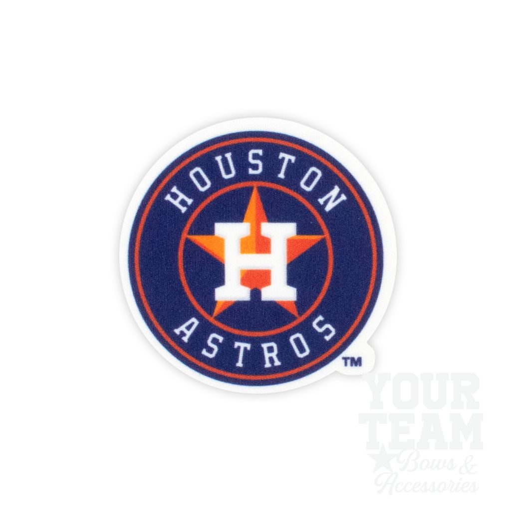 Medium Houston Astros Baseball Stitch Print Hair Bow with Badge