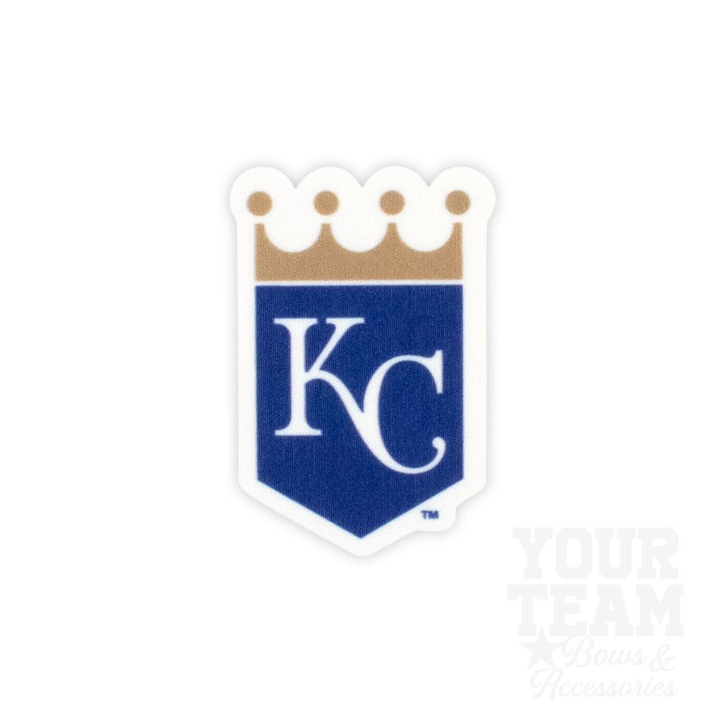 Medium Kansas City Royals Baseball Stitch Print Hair Bow with Badge