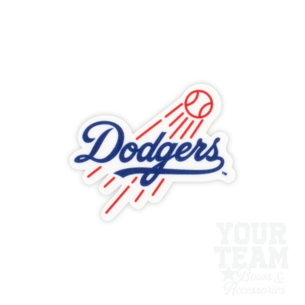 Medium Los Angeles Dodgers Baseball Stitch Print Hair Bow with Badge