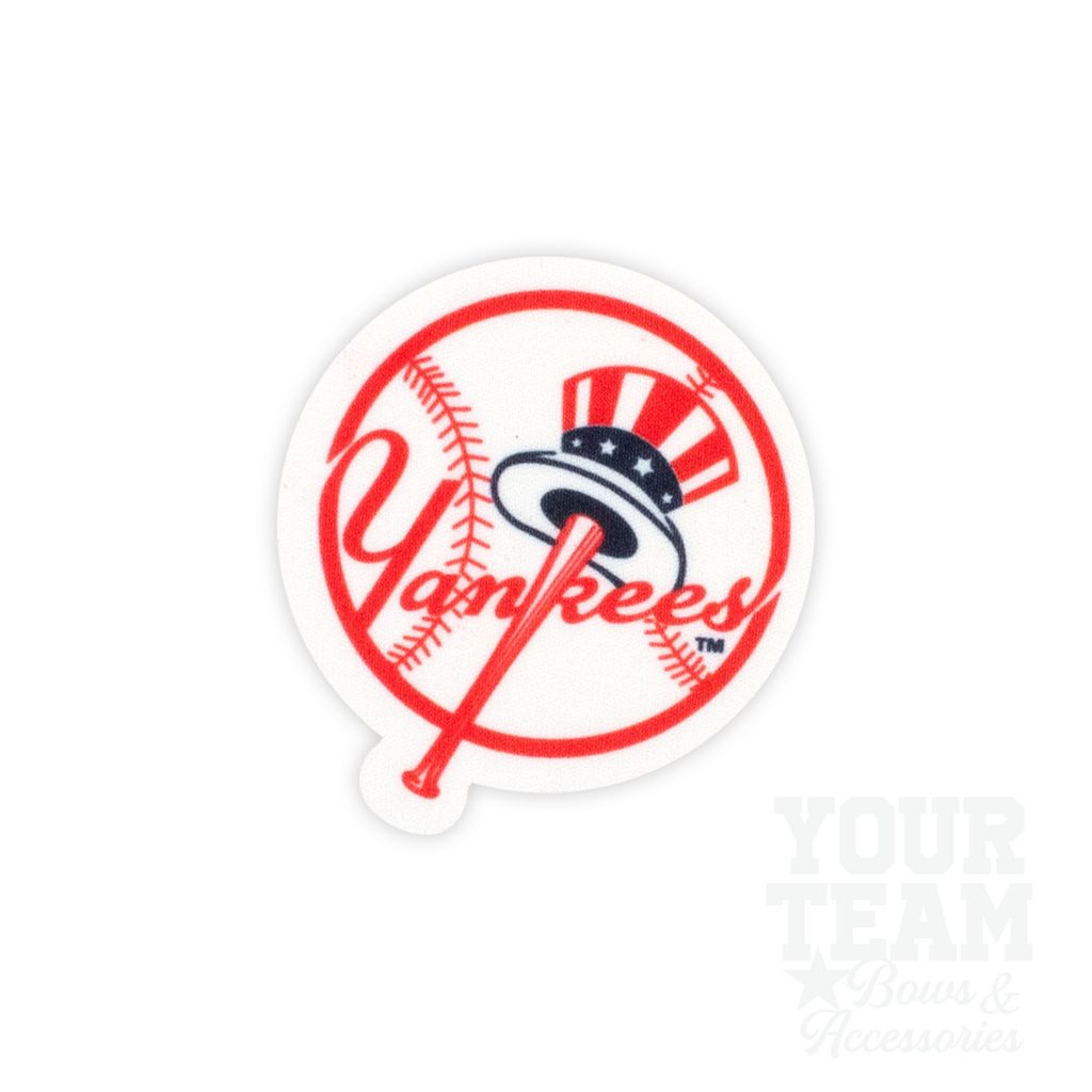 Medium New York Yankees Baseball Stitch Print Hair Bow with Badge