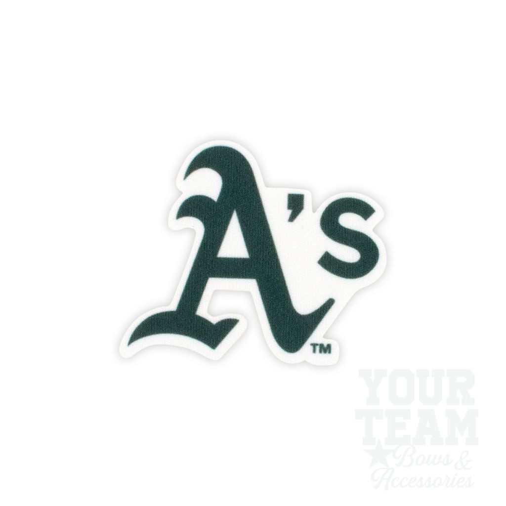 Medium Oakland Athletics Baseball Stitch Print Hair Bow with Badge