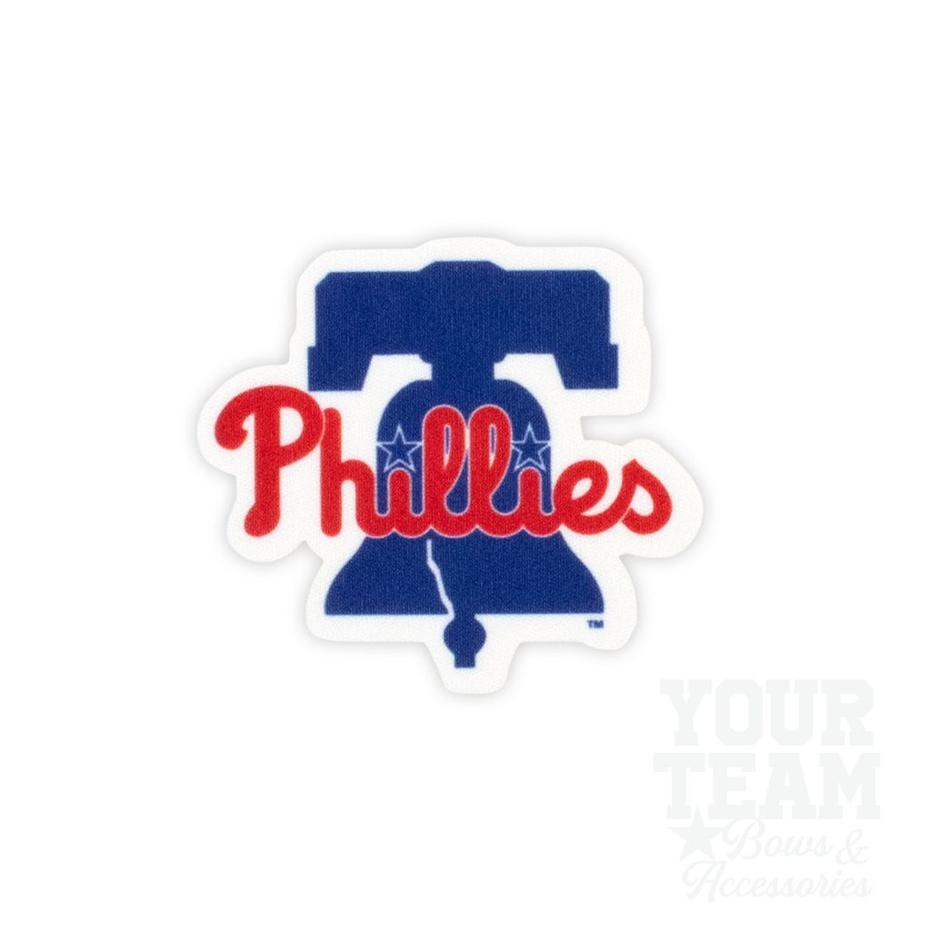 Medium Philadelphia Phillies Baseball Stitch Print Hair Bow with Badge