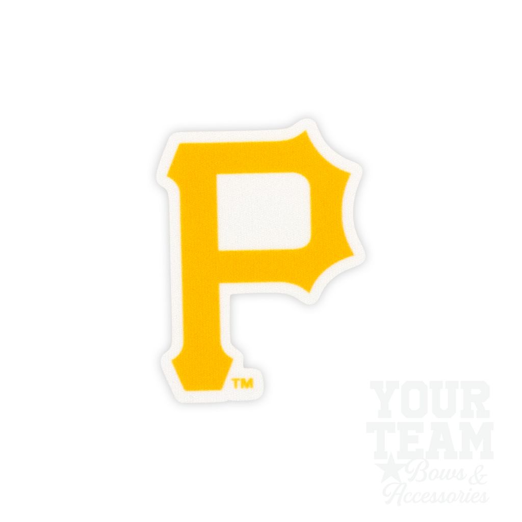 Medium Pittsburgh Pirates Baseball Stitch Print Hair Bow with Badge