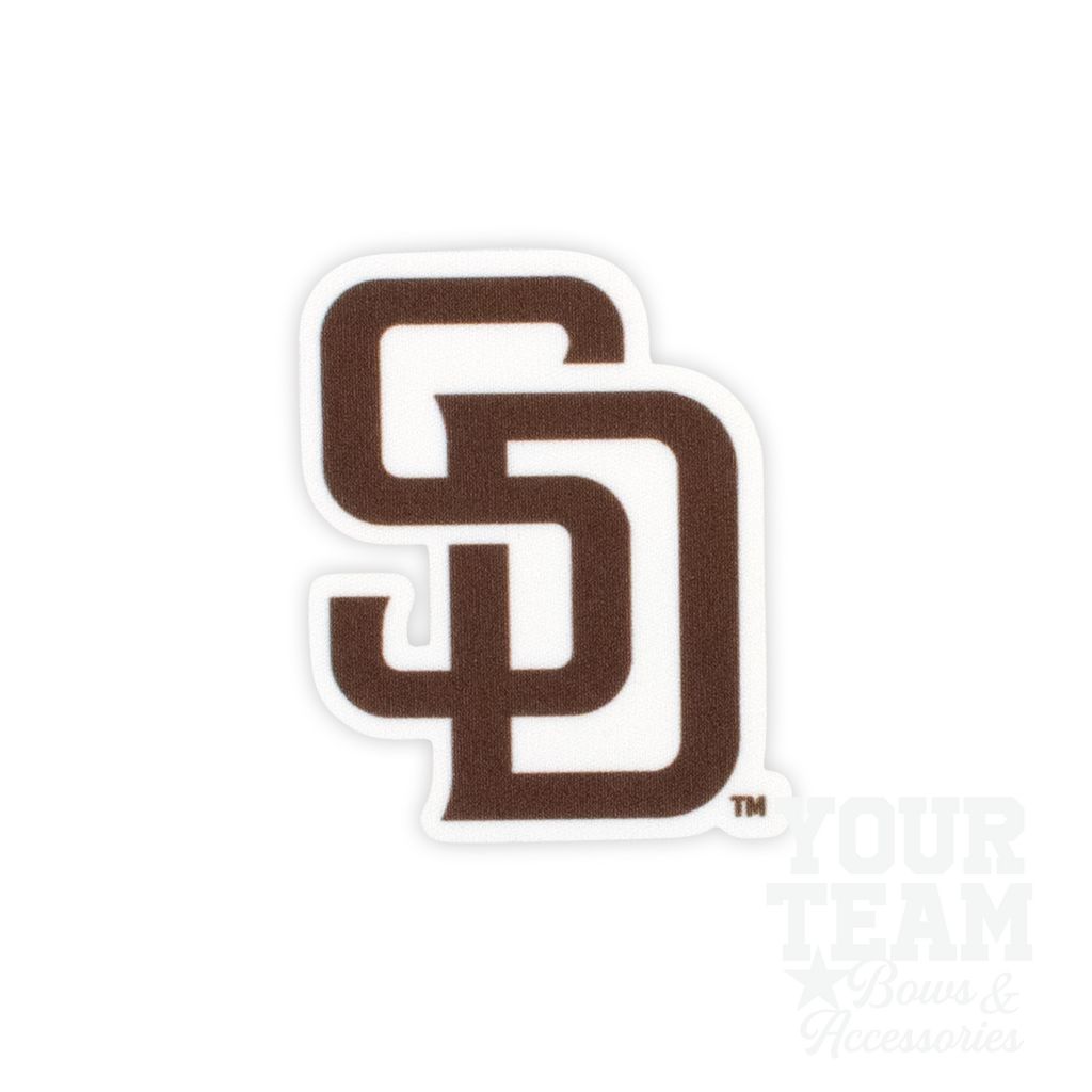 Medium San Diego Padres Baseball Stitch Print Hair Bow with Badge