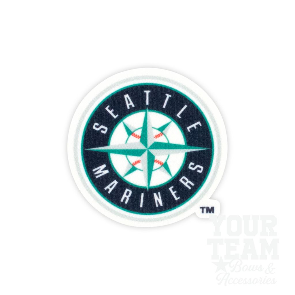 Medium Seattle Mariners Baseball Stitch Print Hair Bow with Badge