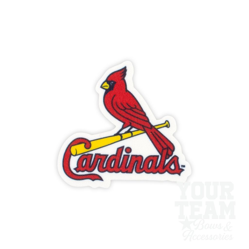 Medium St. Louis Cardinals Baseball Stitch Print Hair Bow with Badge