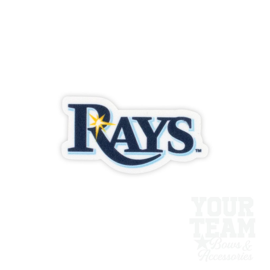 Medium Tampa Bay Rays Baseball Stitch Print Hair Bow with Badge