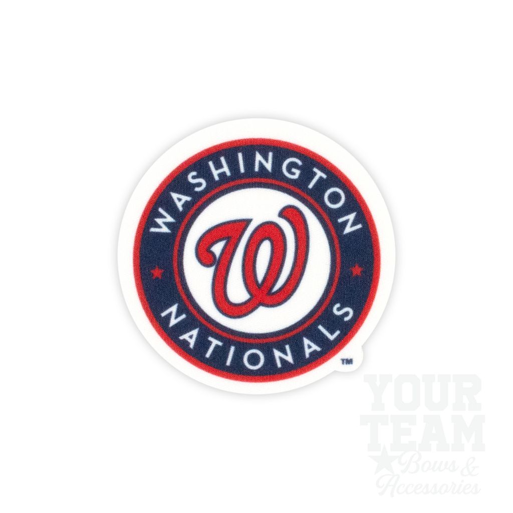Medium Washington Nationals Jays Baseball Stitch Print Hair Bow with Badge