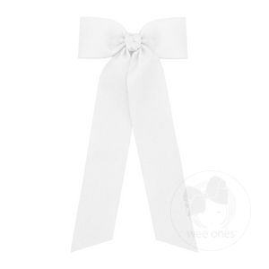 Mini French Satin Hair Bowtie with Knot Wrap and Streamer Tails