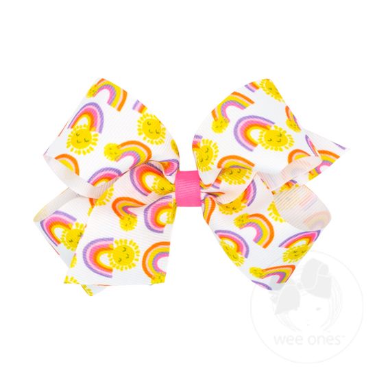 Medium California Dreamin Novelty Print Grosgrain Bows - RAINBOW