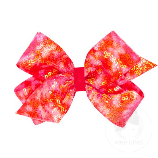 Medium Tie Dye Ombre Sequined Bows - FRENCH PINK