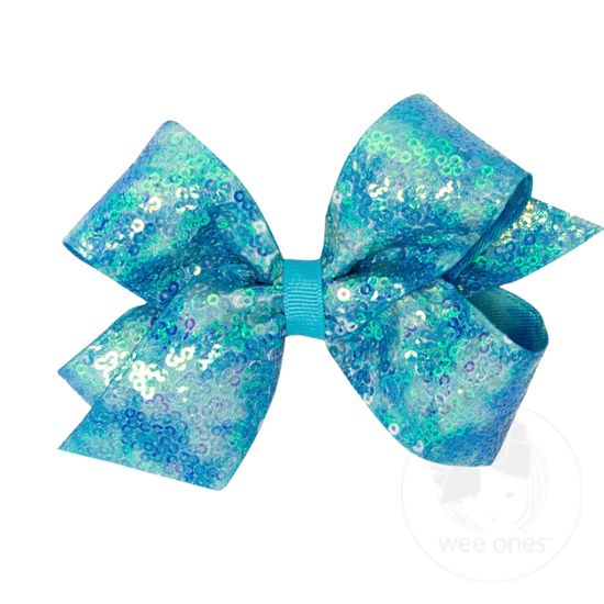 Medium Tie Dye Ombre Sequined Bows - NEW TURQUOISE