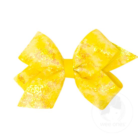 Medium Tie Dye Ombre Sequined Bows - YELLOW