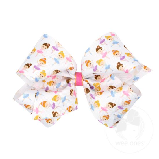 King Grosgrain Dance-themed Print Girls Hair Bow - DANCER