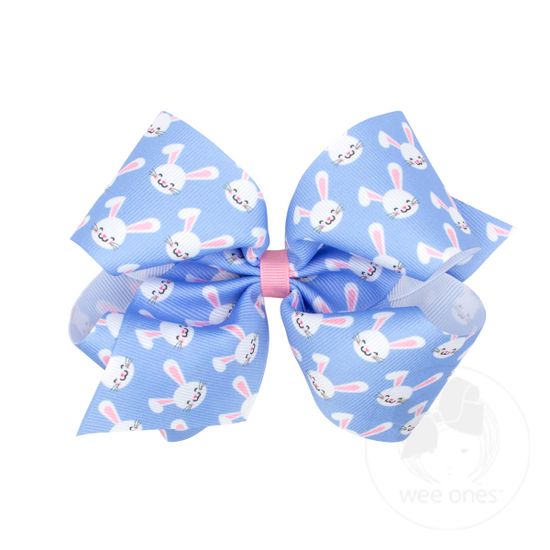King Grosgrain Easter-themed Print Girls Hair Bow - BUNNY