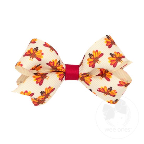 Mini Harvest-themed Printed Grosgrain Hair Bow - TURKEY