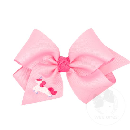 King Grosgrain Hair bow with Contrasting Knot Wrap - UNICORN