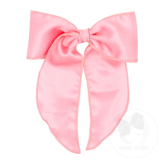 King Satin Bowtie with Twisted Wrap and Whimsy Tails - PINK