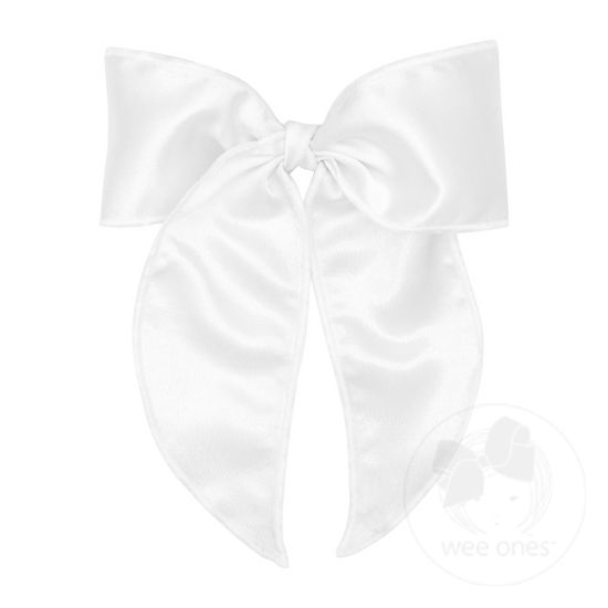 King Satin Bowtie with Twisted Wrap and Whimsy Tails - WHITE