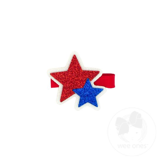 Patriotic-themed Print Grosgrain Hair Bow - STAR