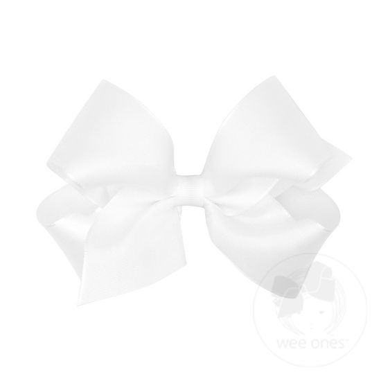 Medium Taffeta Hair Bow - WHITE