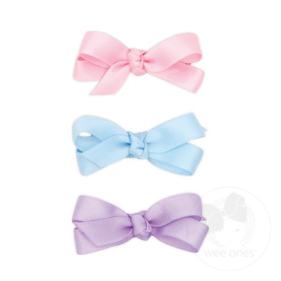 NEW MULTIPACK! Baby Satin Hair Bows with Knot Wrap - PRL, MIB, LOR