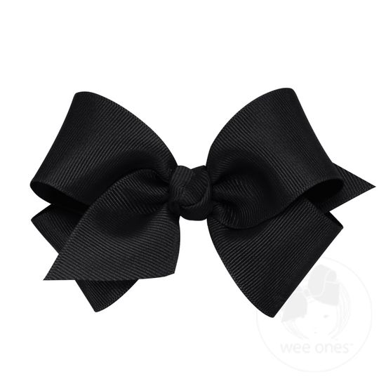 Small Classic Grosgrain Girls Hair Bow (Knot Wrap) - BLACK