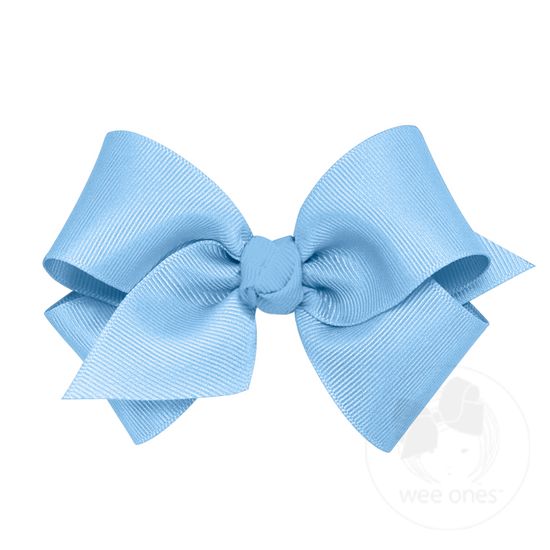 Small Classic Grosgrain Girls Hair Bow (Knot Wrap) - BLUE