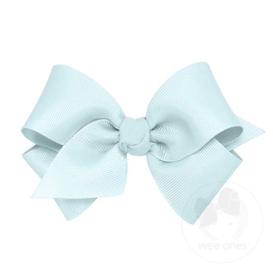 Small Classic Grosgrain Girls Hair Bow (Knot Wrap) - BLUE VAPOR