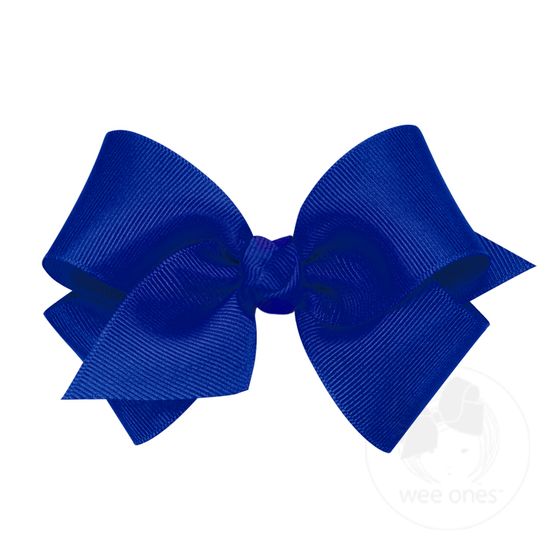Small Classic Grosgrain Girls Hair Bow (Knot Wrap) - ELECTRIC BLUE