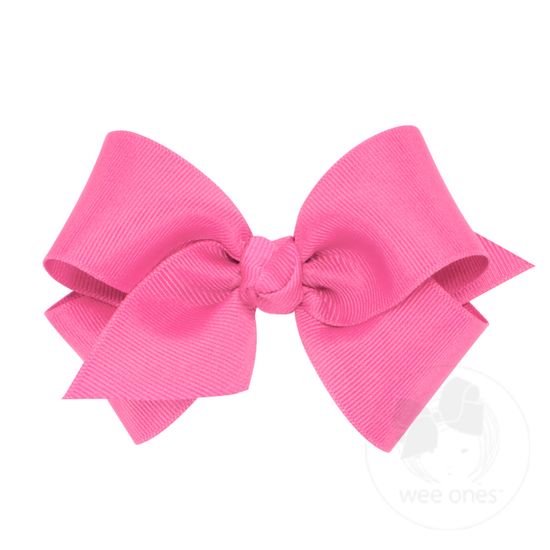 Small Classic Grosgrain Hair Bow (Knot Wrap) - HOT PINK