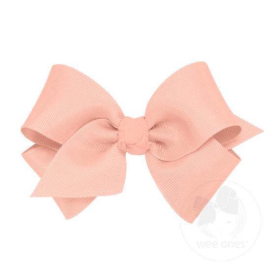 Small Classic Grosgrain Girls Hair Bow (Knot Wrap) - LT CORAL